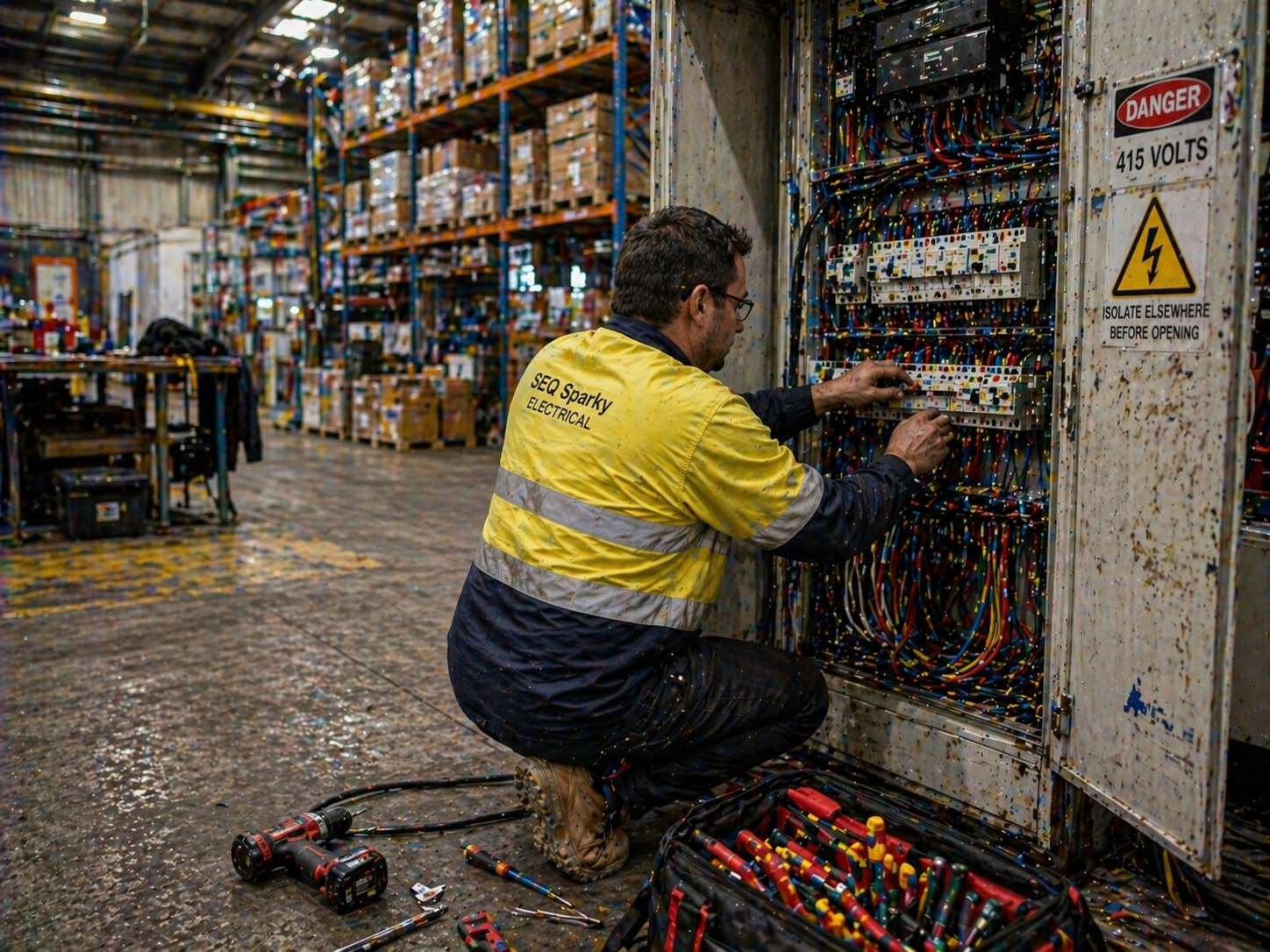 Emergency electrical repair at Woolloongabba warehouse