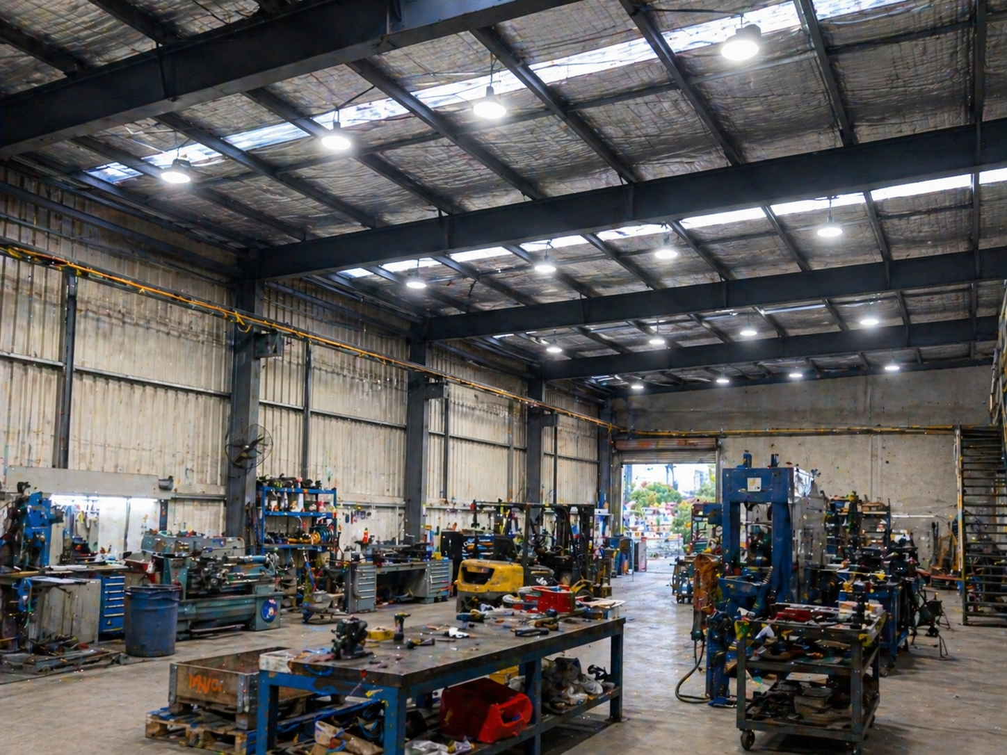 LED high bay lighting installation at Salisbury workshop