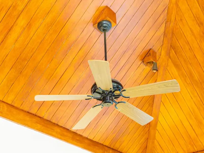 Ceiling fan installation on timber ceiling Brisbane