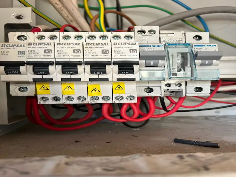 Clipsal RCBO safety switches installed in switchboard Brisbane