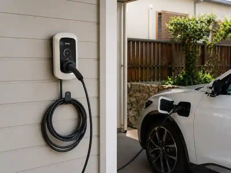 EV charger installation at weatherboard home Brisbane