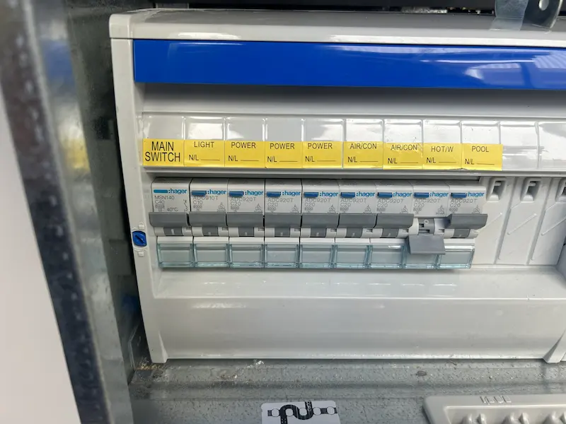 New switchboard with RCD safety switches Brisbane