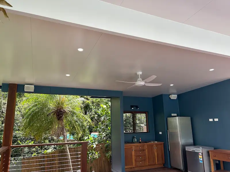 Outdoor ceiling fan installation on patio Brisbane